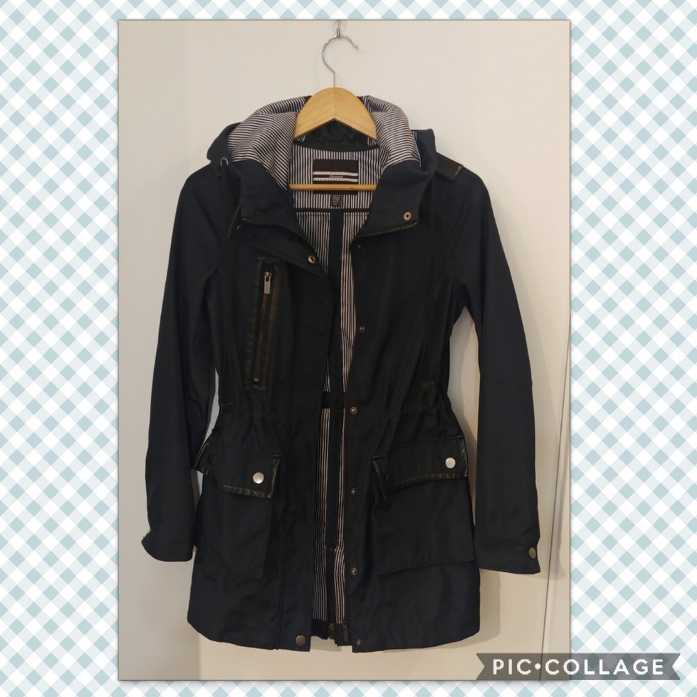 Dark Navy Utility Style Trench Coat Jacket